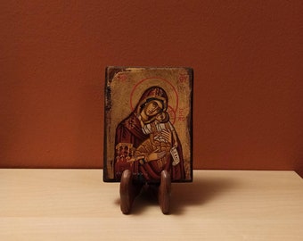 The Virgin Mary and Child ( Η Θεοτόκος, hand painted Greek Orthodox Byzantine icon.