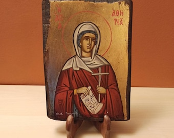 Saint Athena, ( Αγία Αθηνά ) , hand painted Greek Orthodox Byzantine Icon.