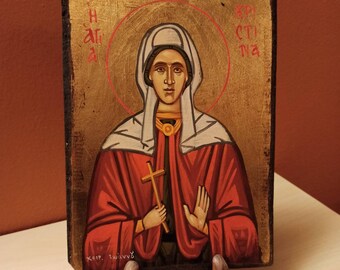 Santa Cristina la Grande Martire di Tiro, (Η Αγία Χριστίνα) dipinta a mano, icona bizantina greco-ortodossa.