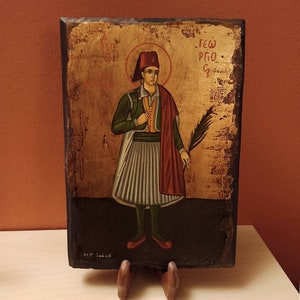 Saint George of Ioannina, hand painted Greek Orthodox Byzantine icon.