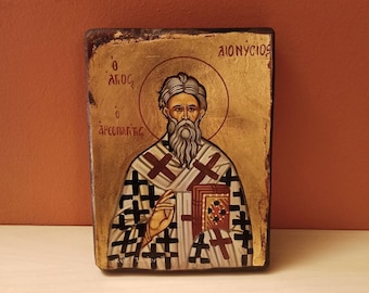 Dionysius the Areopagite, ( Ο Άγιος Διονύσιος ο Αρεοπαγίτης), hand painted Orthodox Byzantine icon.
