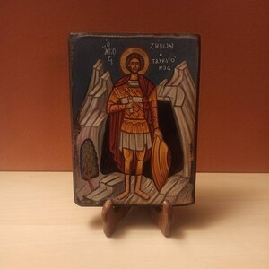 San Zenón el cartero ( Αγιος Ζήνων ο Ταχυδρόμος), icono bizantino ortodoxo griego pintado a mano.
