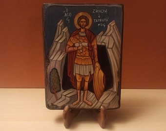 Saint Zeno the Letter carrier ( Αγιος Ζήνων ο Ταχυδρόμος), hand painted Greek Orthodox Byzantine icon.