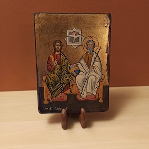 The Holly Trinity ( Η Αγία Τριάδα ) hand painted Orthodox Byzantine icon.