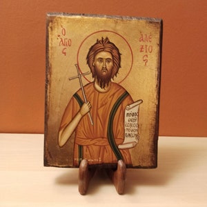 Saint Alexios ( Ο Άγιος Αλέξιος ) hand painted Greek Orthodox Byzantine icon.