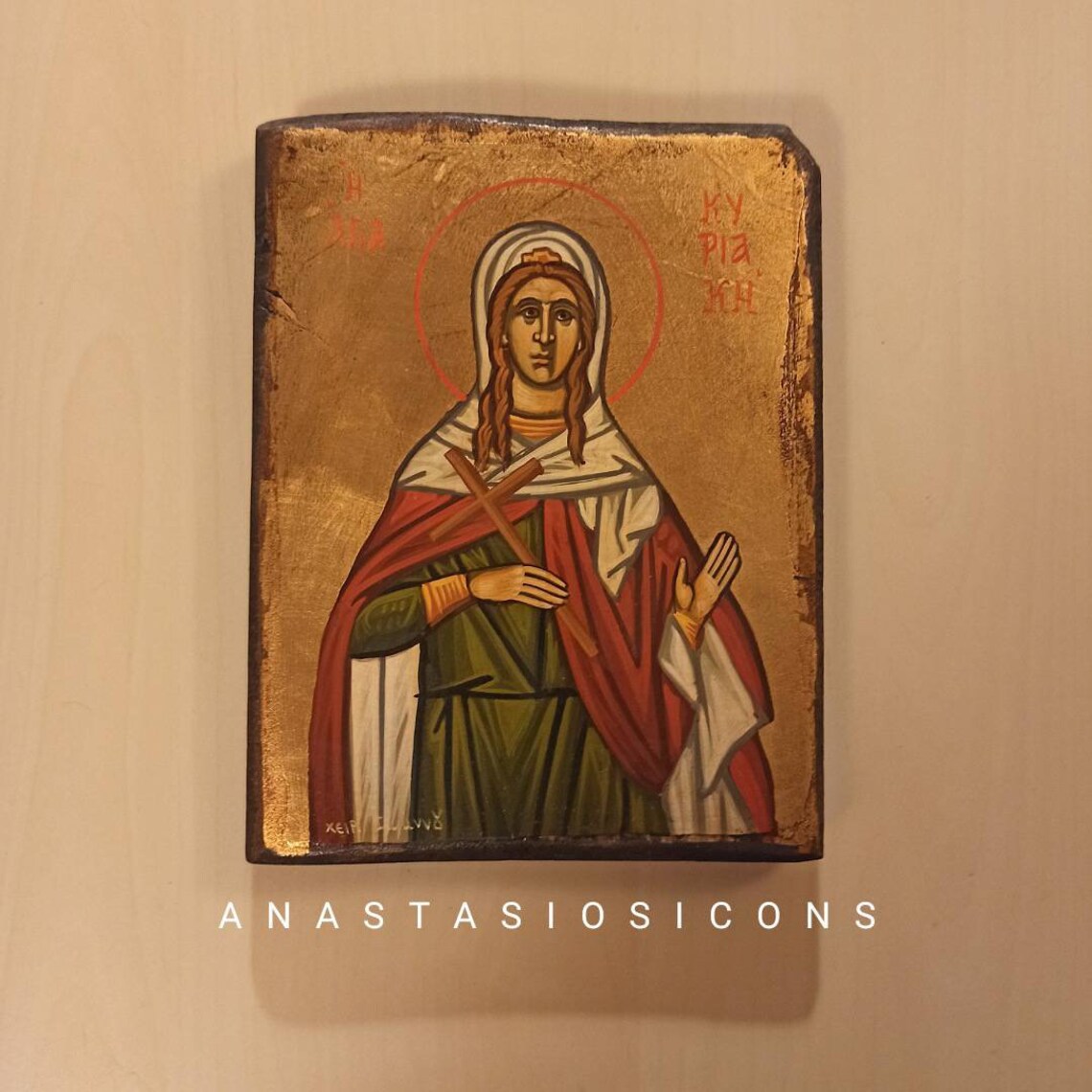 Saint Kyriaki Αγία Κυριακή Hand Painted Greek Orthodox Etsy