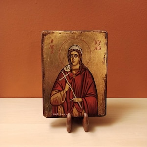 Saint Julia, ( Η Αγία Ιουλία ) hand painted Greek Orthodox Byzantine icon.