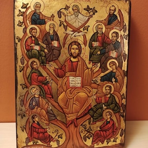 The True Vine ( Η Άμπελος) hand painted Greek Orthodox Byzantine icon.