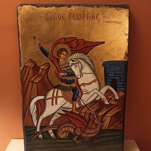 São Jorge (Άγιος Γεώργιος) ícone bizantino ortodoxo pintado à mão.