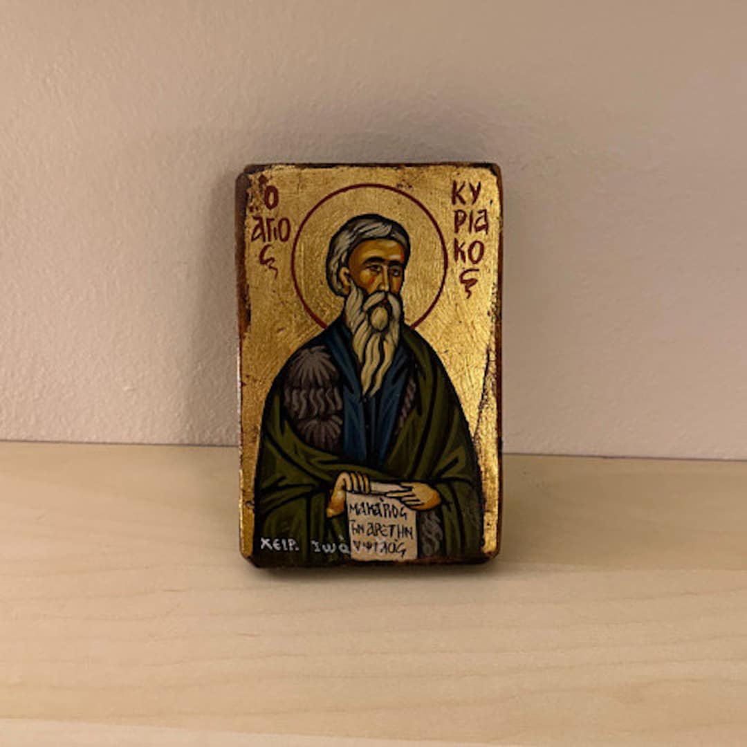 Saint Kyriakos the Anachorite Ο Άγιος Κυριάκος Hand Painted Greek