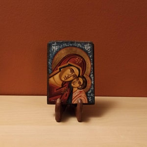 The Virgin Mary and Child ( Η Θεοτόκος, hand painted Greek Orthodox Byzantine icon.