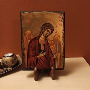 The Holy Archangel Michael, ( Ο  Αρχάγγελος Μιχαήλ ) hand painted Greek Orthodox Byzantine Icon.