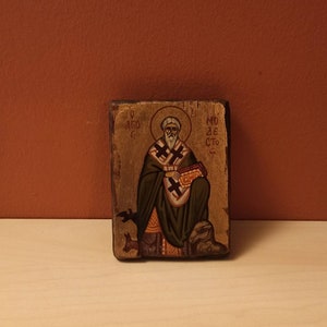 Saint Modestos (Άγιος Μοδεστος), hand painted Orthodox Byzantine icon.