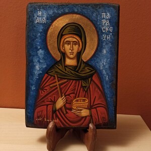 Saint Paraskevi (Αγία Παρασκευή), hand painted, orthodox byzantine icon.