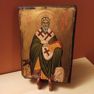 Saint Modestos (Άγιος Μοδεστος), hand painted Orthodox Byzantine icon.