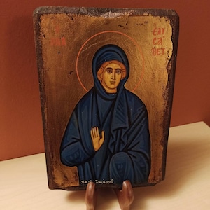Saint Elizabeth ( Αγία Ελισάβετ) hand painted Orthodox Byzantine icon.