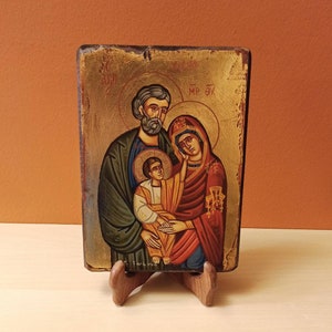 The Holy Family ( Η Αγία Οικογένεια), hand painted Byzantine icon.