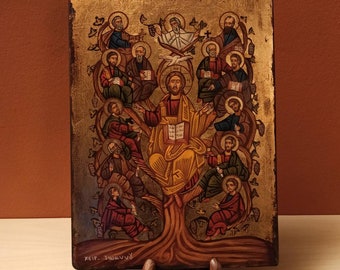 The True Vine ( Η Άμπελος) hand painted Greek Orthodox Byzantine icon.