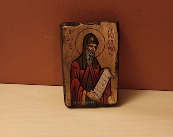 Saint Gerasimos, ( Ο Άγιος Γεράσιμος ), hand painted Orthodox Byzantine icon.