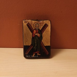 Saint Andrew or Andrew the Apostle ( Ο Άγιος Ανδρέας ) hand painted Greek Orthodox Byzantine Icon.