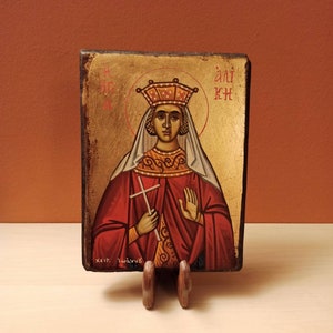 Saint Alice, ( Αγία Αλίκη ) hand painted Greek Orthodox Byzantine icon.