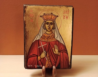 Saint Alice, ( Αγία Αλίκη ) hand painted Greek Orthodox Byzantine icon.