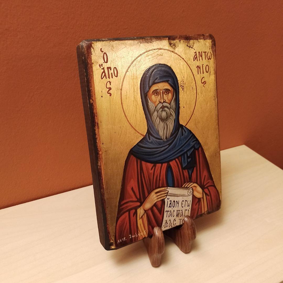 Saint Anthony or Antony the Great ( Ο Μέγας Αντώνιος ) Hand Painted ...