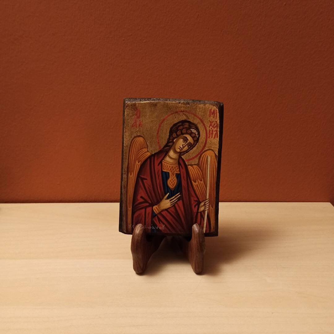 The Holy Archangel Michael, ( Ο  Αρχάγγελος Μιχαήλ ) hand painted Greek Orthodox Byzantine Icon.