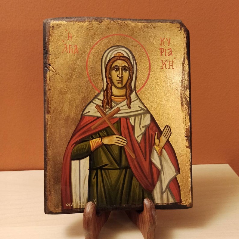 Saint Kyriaki Αγία Κυριακή Hand Painted Greek Orthodox Etsy