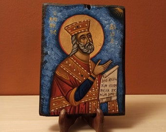 The Prophet David (Προφήτης Δαβίδ), hand crafted, Orthodox, Byzantine icon