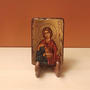 St. Phanourios (Άγιος Φανούριος) hand painted Orthodox, Byzantine icon.