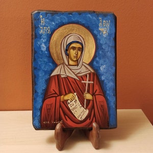 Saint Athena, ( Αγία Αθηνά ) hand painted Greek Orthodox Byzantine Icon.