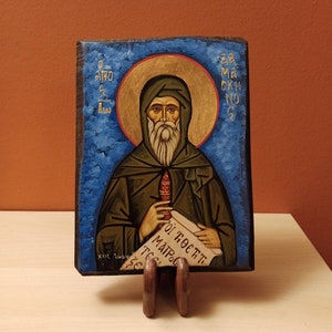 Saint John of Damascus (Άγιος Ιωάννης ο Δαμασκηνός) hand painted Greek Orthodox Byzantine Icon.