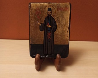 Saint Efraim of New Makri ( Ο Άγιος Εφραίμ ) hand painted Greek Orthodox Byzantine Icon.