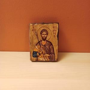 Saint Theodore Tiron ( Ο Άγιος Θεόδωρος ο Τήρων),hand painted Greek Orthodox Byzantine icon.