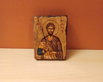 Saint Theodore Tiron ( Ο Άγιος Θεόδωρος ο Τήρων),hand painted Greek Orthodox Byzantine icon.