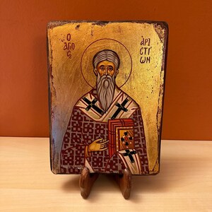 Saint Aristion ( Ο Άγιος Αριστιων ), hand painted Greek Orthodox Byzantine icon.