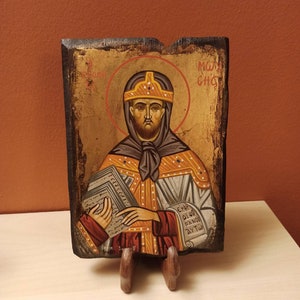 The Prophet Moses (Ο Προφήτης Μωυσής) hand painted Greek Orthodox Byzantine icon.
