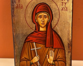 Saint Eftichia ( Αγία Ευτυχία ) hand painted Orthodox Byzantine icon.