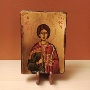 Saint Tryphonas of Campasada ( Ο Άγιος Τρύφωνας ),  hand painted Greek Orthodox Byzantine icon.