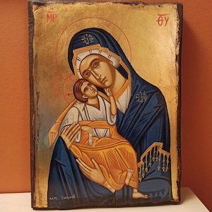 Virgin Mary the Glykophilousa ( Η Παναγία η Γλυκοφιλούσα), hand painted Orthodox Byzantine icon.