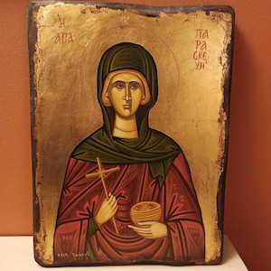 Saint Paraskevi (Αγία Παρασκευή), hand painted, orthodox byzantine icon.