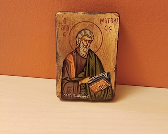 Saint Matthew the Apostle, ( Ο Άγιος Ματθαίος ) hand painted Greek Orthodox Byzantine icon.