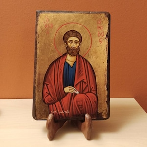 Saint Jacob of Nisibis ( Ο Άγιος Ιάκωβος ) hand painted Greek Orthodox Byzantine Icon.