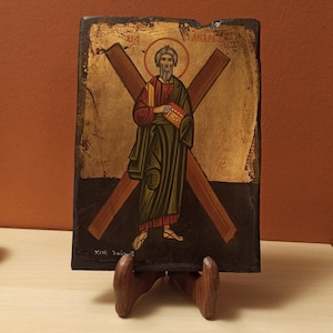 Saint Andrew or Andrew the Apostle ( Ο Άγιος Ανδρέας ) hand painted Greek Orthodox Byzantine Icon,