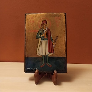 Saint George of Ioannina, hand painted Greek Orthodox Byzantine icon.