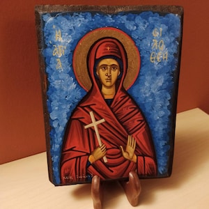 Saint Philothei (Αγία Φιλοθέη) hand painted Orthodox Byzantine icon.