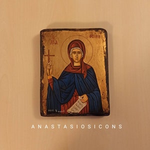Saint Phoebe (Αγία Φοίβη), hand painted Orthodox Byzantine icon.