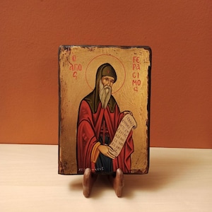 Saint Gerasimos, ( Ο Άγιος Γεράσιμος ), hand painted Orthodox Byzantine icon.