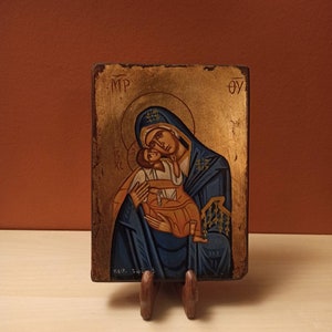 Virgin Mary the Glykophilousa ( Η Παναγία η Γλυκοφιλούσα), hand painted Orthodox Byzantine icon.
